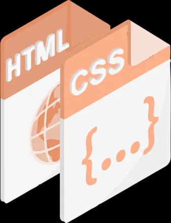 Isometric illustration of HTML and CSS documents layered over a globe